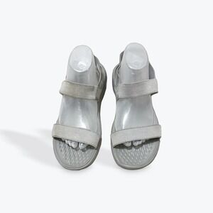 Crocs LiteRide Stretch Sandal Womens 11 Gray Comfort Elastic Strap 204912